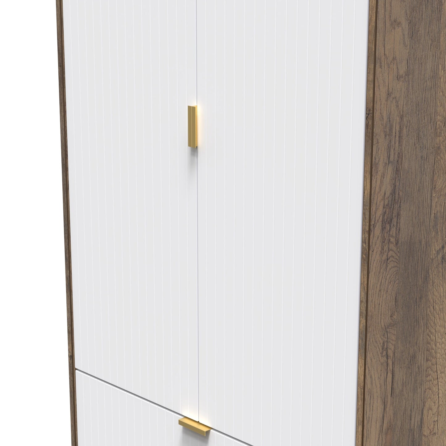 Linear Tall Wardrobe White & Oak 2 Doors 2 Drawers 197cm