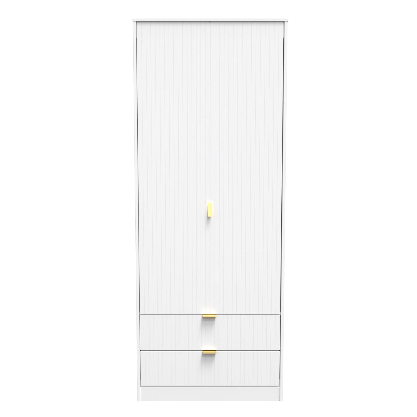 Linear Tall Wardrobe White 2 Doors 2 Drawers 197cm