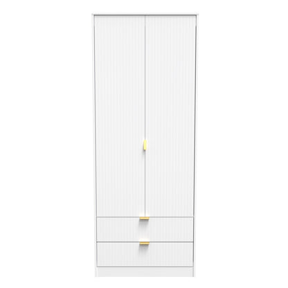 Linear Tall Wardrobe White 2 Doors 2 Drawers 197cm