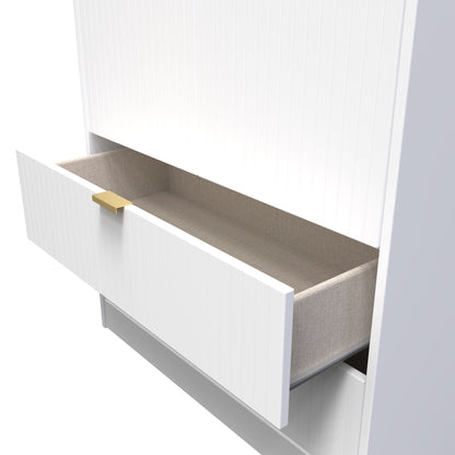 Linear Tall Wardrobe White 2 Doors 2 Drawers 197cm