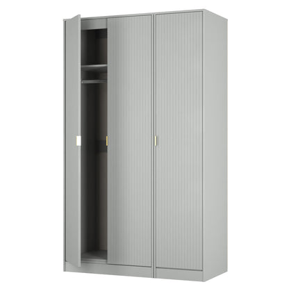 Linear Tall Wardrobe Grey 3 Doors 1 Shelf 198cm