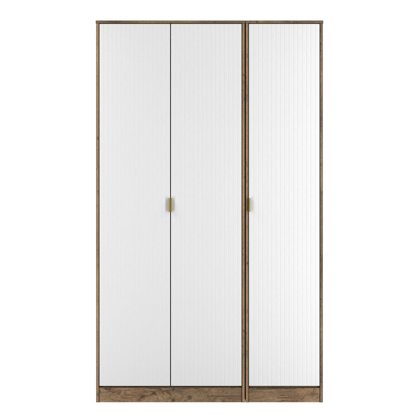 Linear Tall Wardrobe White & Oak 3 Doors 1 Shelf 198cm