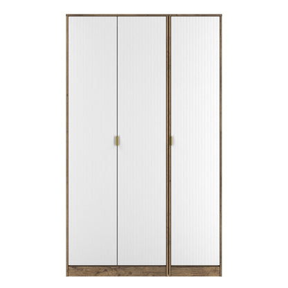 Linear Tall Wardrobe White & Oak 3 Doors 1 Shelf 198cm