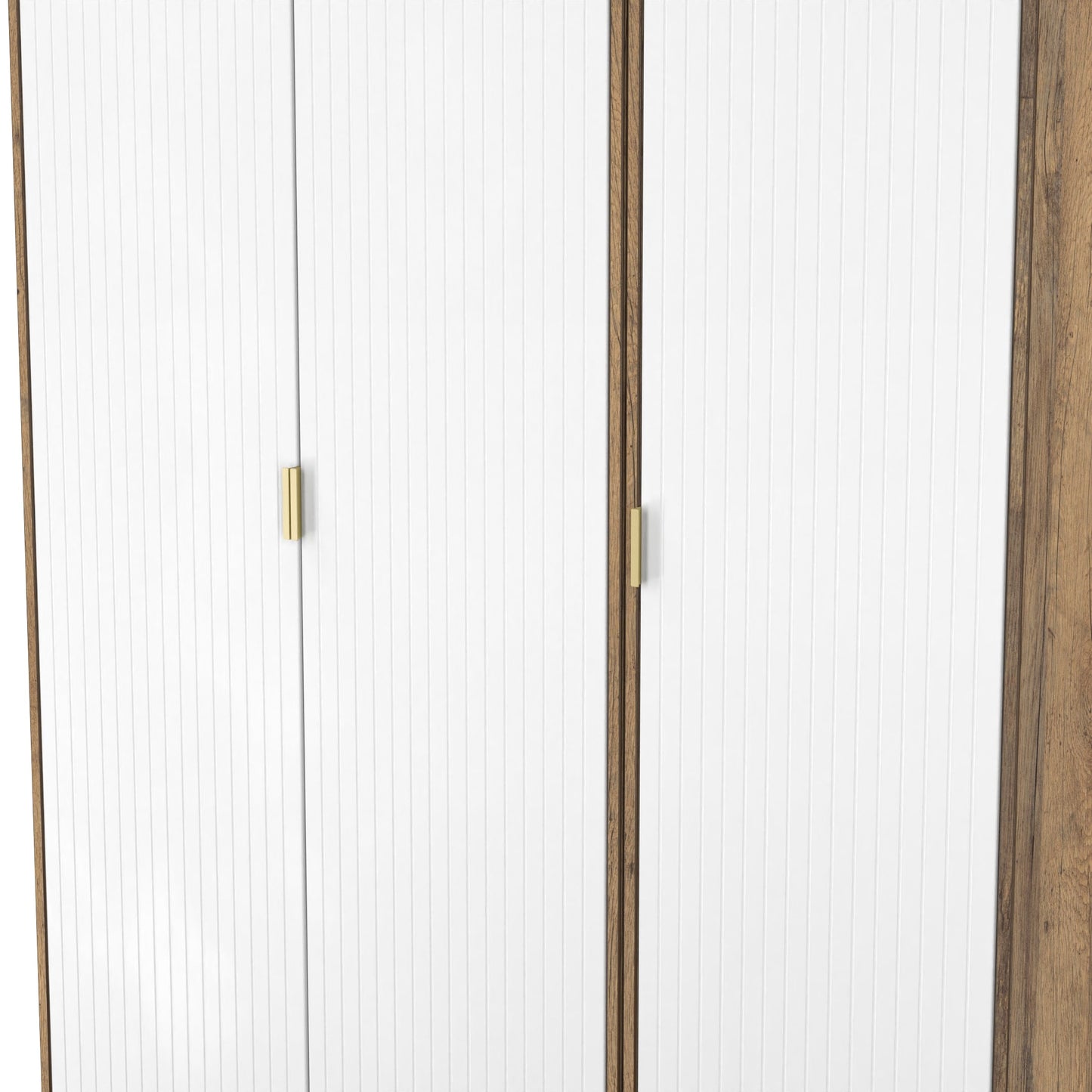 Linear Tall Wardrobe White & Oak 3 Doors 1 Shelf 198cm