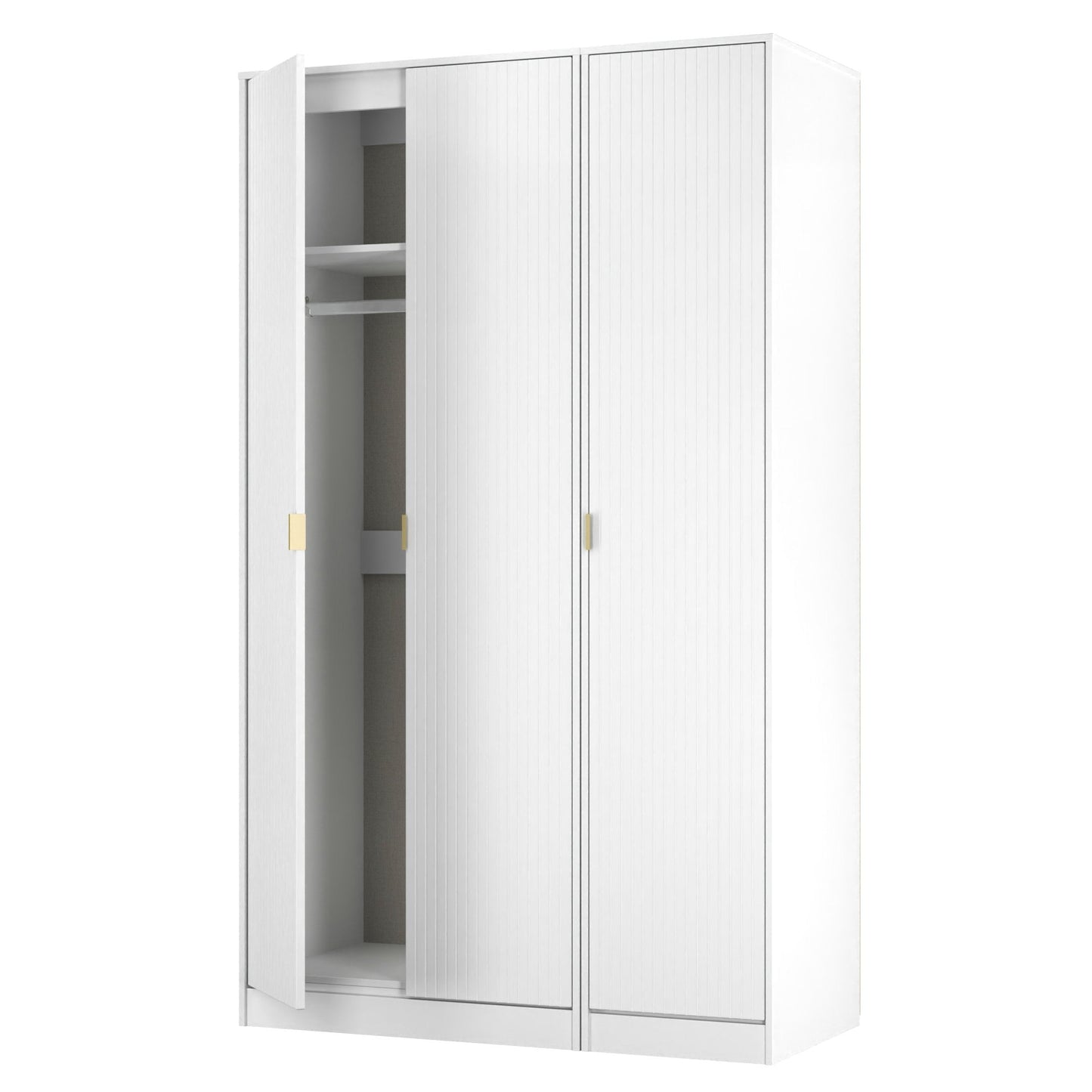Linear Tall Wardrobe White 3 Doors 1 Shelf 198cm