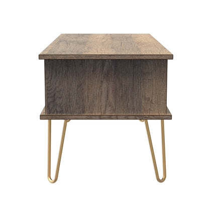 Linear Coffee Table White & Oak 1 Shelf 1 Drawer 92cm