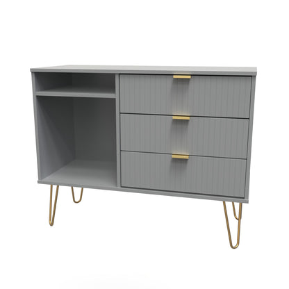 Linear TV Unit Grey 2 Shelves 3 Drawers 97cm