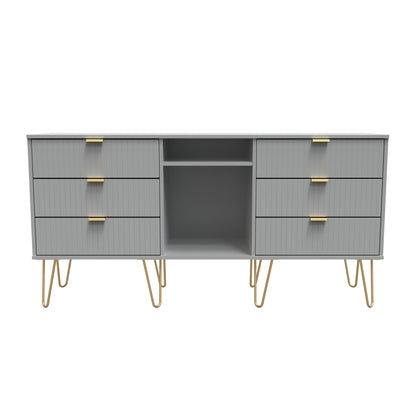 Linear TV Unit Grey 2 Shelves 6 Drawers 152cm