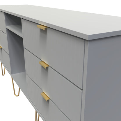 Linear TV Unit Grey 2 Shelves 6 Drawers 152cm