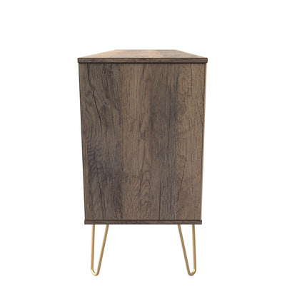 Linear TV Unit White & Oak 2 Shelves 6 Drawers 152cm