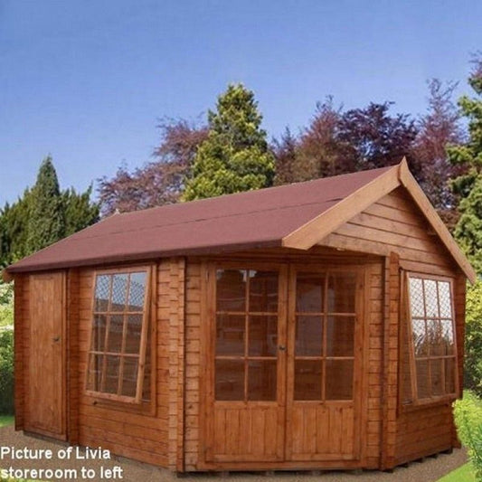 Shire Shire Livia 9' 8" x 14' 2" Reverse Apex Log Cabin - Premium 28mm Cladding Tongue & Groove