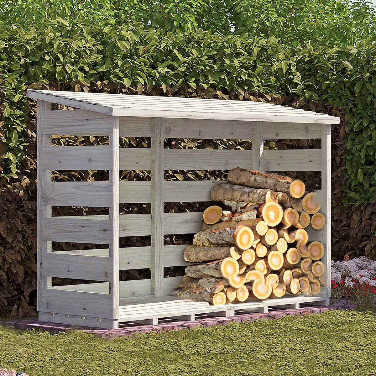 Shire 6' 2" x 2' 3" Pent Log Store - Classic Pressure Treated Slatted