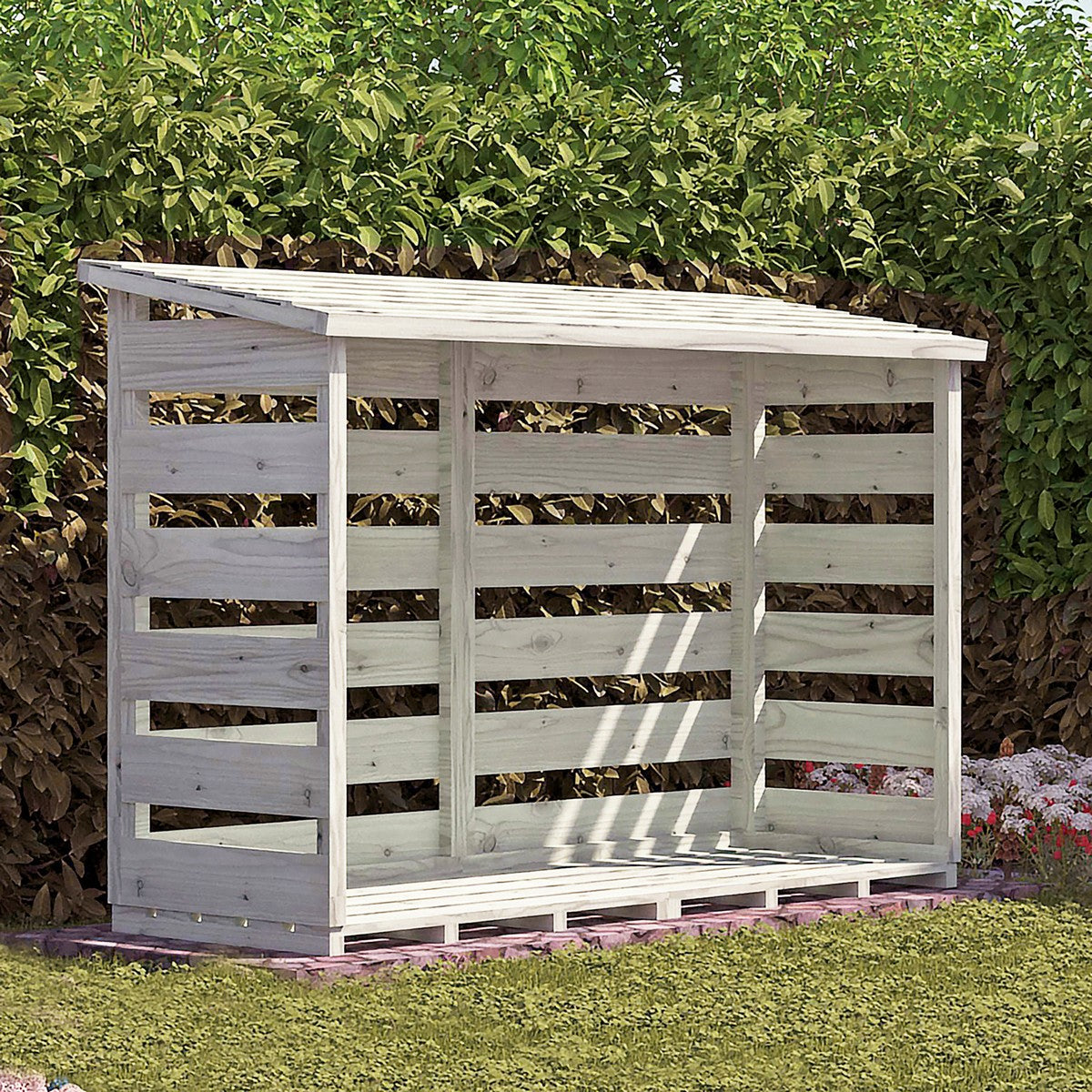 Shire 6' 2" x 2' 3" Pent Log Store - Classic Pressure Treated Slatted