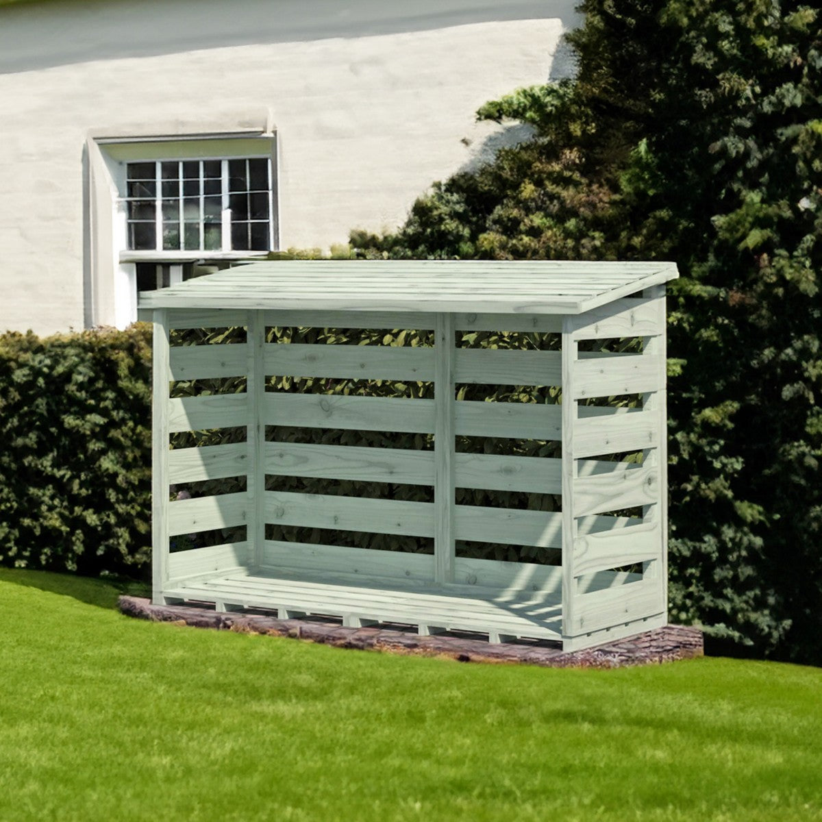 Shire 6' 2" x 2' 3" Pent Log Store - Classic Pressure Treated Slatted