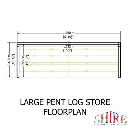 Shire 6' 2" x 2' 3" Pent Log Store - Classic Pressure Treated Slatted