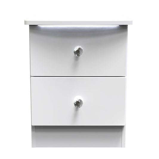 Lumiere Bedside Table with LED lights White 2 Drawers 51cm