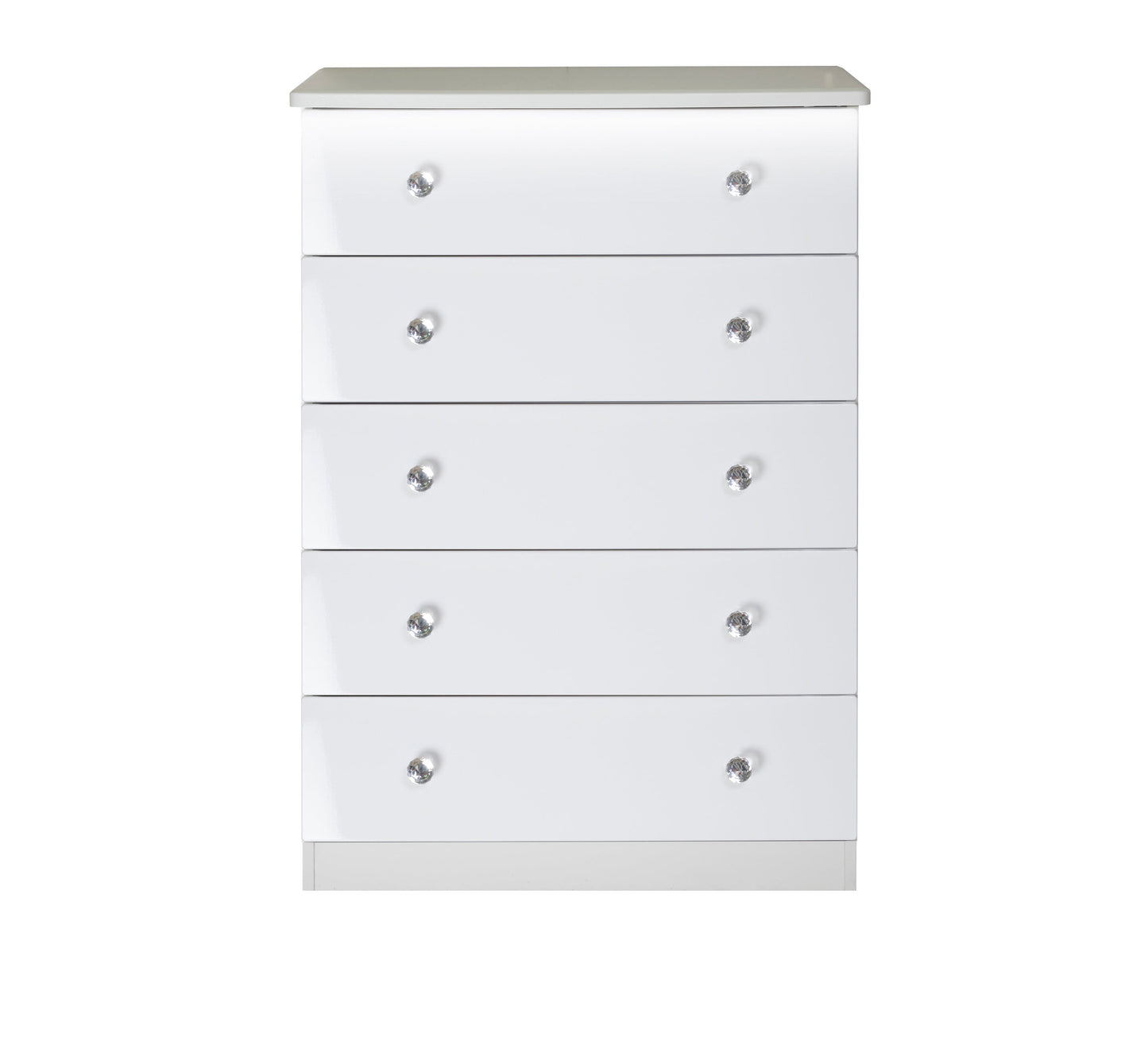 Lumiere Tall Chest of Drawers with LED lights White 5 Drawers 108cm