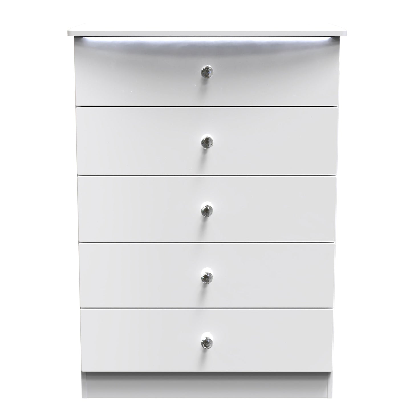 Lumiere Tall Chest of Drawers with LED lights White 5 Drawers 108cm