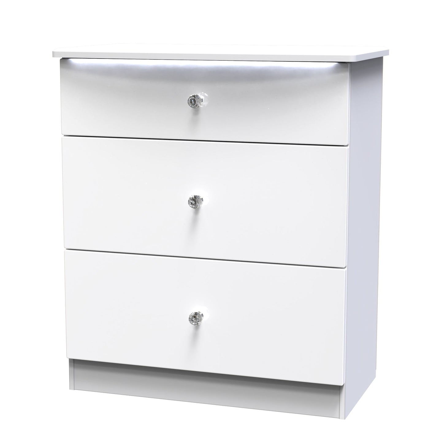 Lumiere Chest of Drawers
with LED lights White 3 Drawers 89cm
