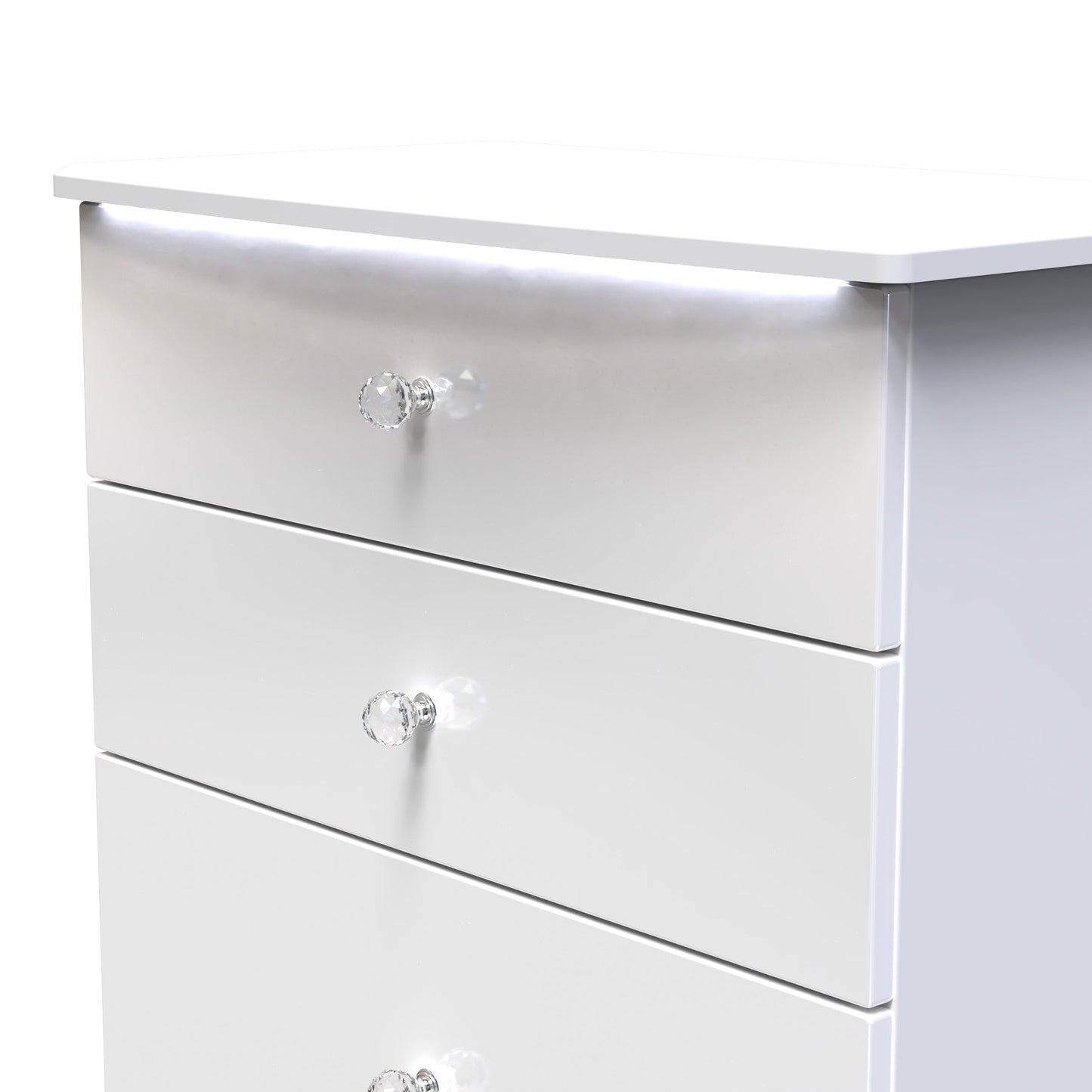 Lumiere Tall Chest of Drawers
with LED lights White 4 Drawers 108cm