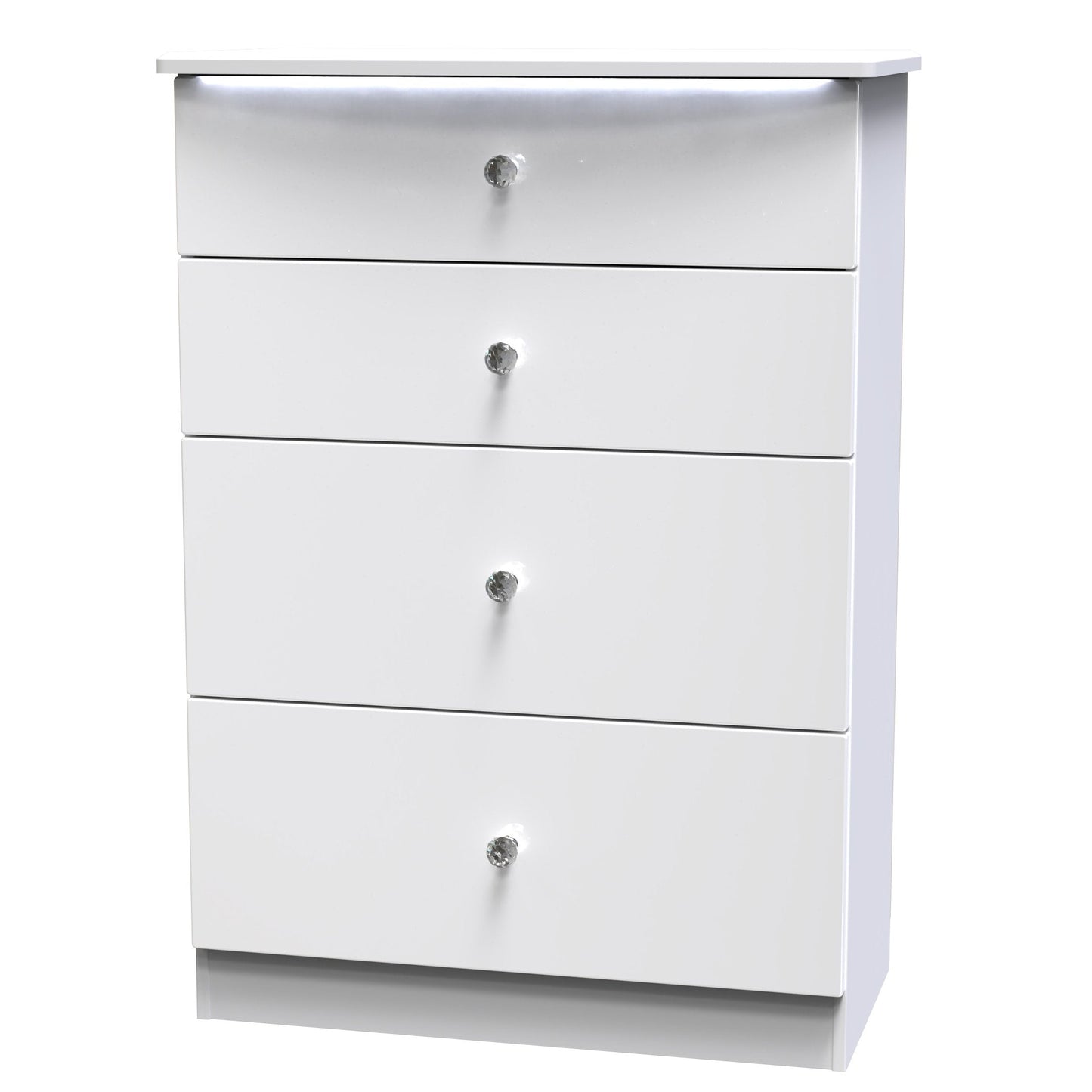 Lumiere Tall Chest of Drawers
with LED lights White 4 Drawers 108cm