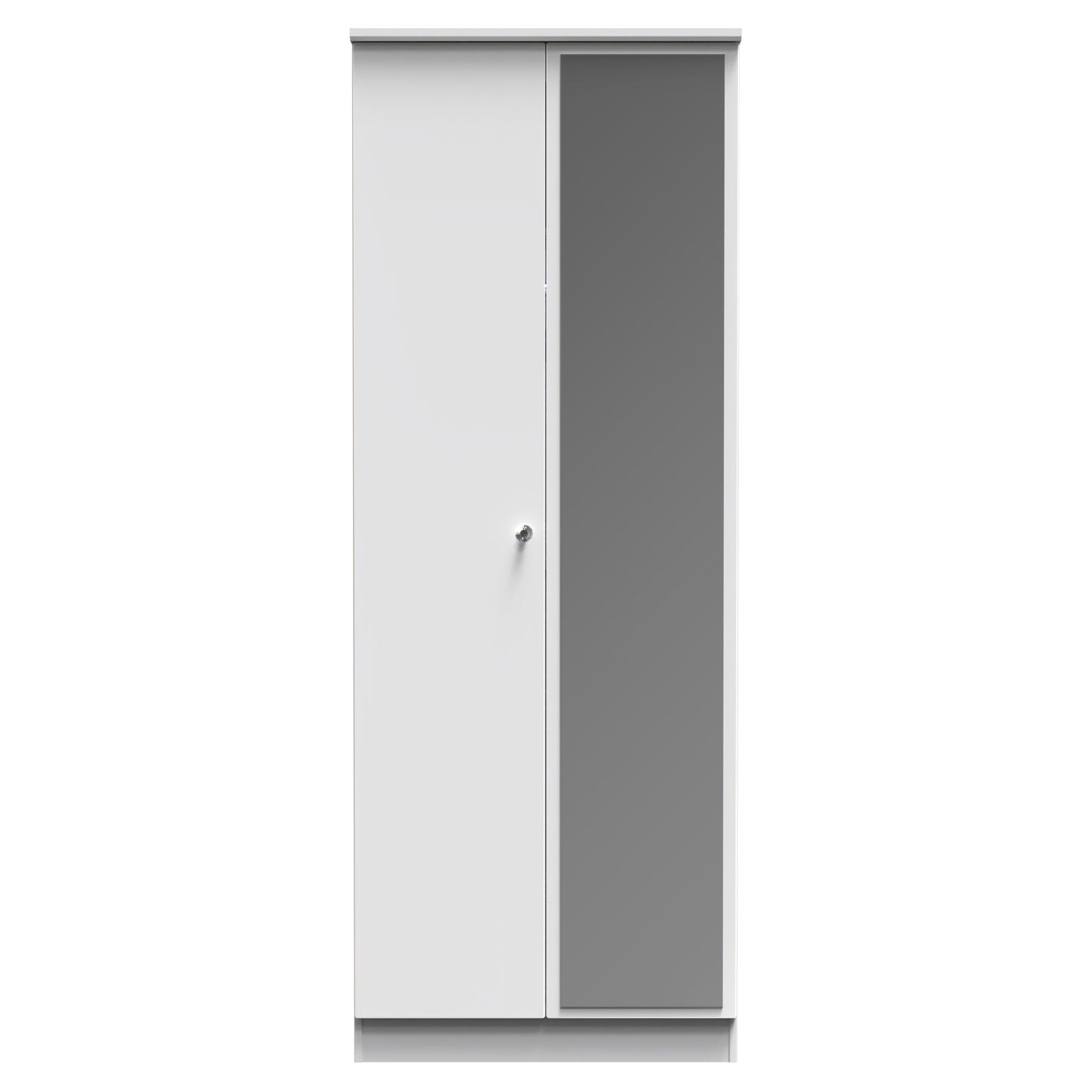 Lumiere Tall Mirror Wardrobe White 2 Doors 1 Shelf 196cm