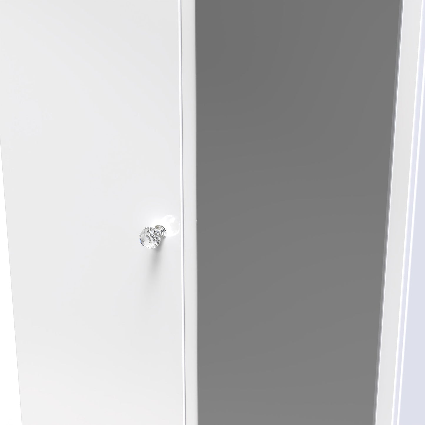 Lumiere Tall Mirror Wardrobe White 2 Doors 1 Shelf 196cm