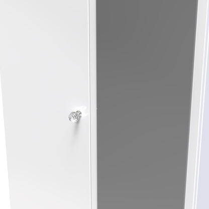 Lumiere Tall Mirror Wardrobe White 2 Doors 1 Shelf 196cm