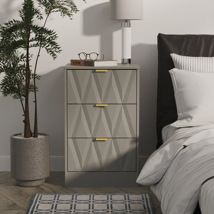 Las Vegas F Bedside Table Grey 3 Drawers 45cm