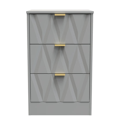 Las Vegas F Bedside Table Grey 3 Drawers 45cm