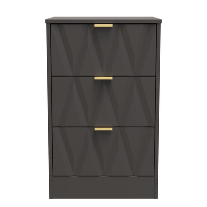 Las Vegas F Bedside Table Dark Grey 3 Drawers 73cm