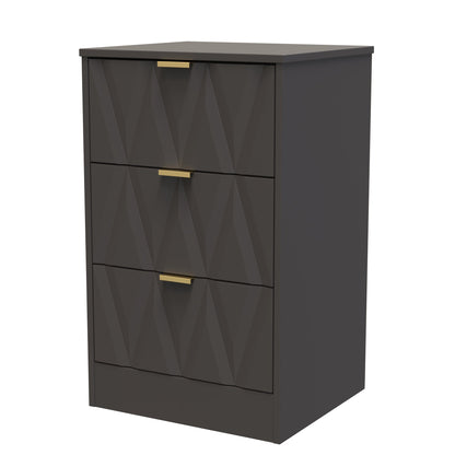 Las Vegas F Bedside Table Dark Grey 3 Drawers 73cm