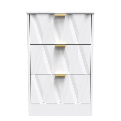 Las Vegas F Bedside Table White 3 Drawers 73cm