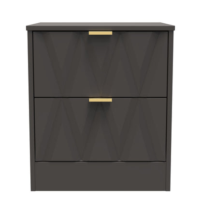 Las Vegas F Bedside Table Dark Grey 2 Drawers 53cm