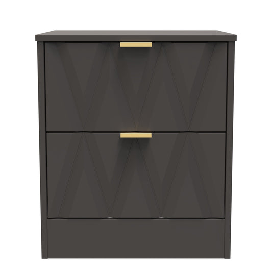 Las Vegas F Bedside Table Dark Grey 2 Drawers 53cm