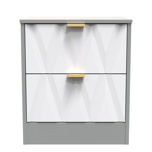 Las Vegas F Bedside Table Grey 2 Drawers 40cm