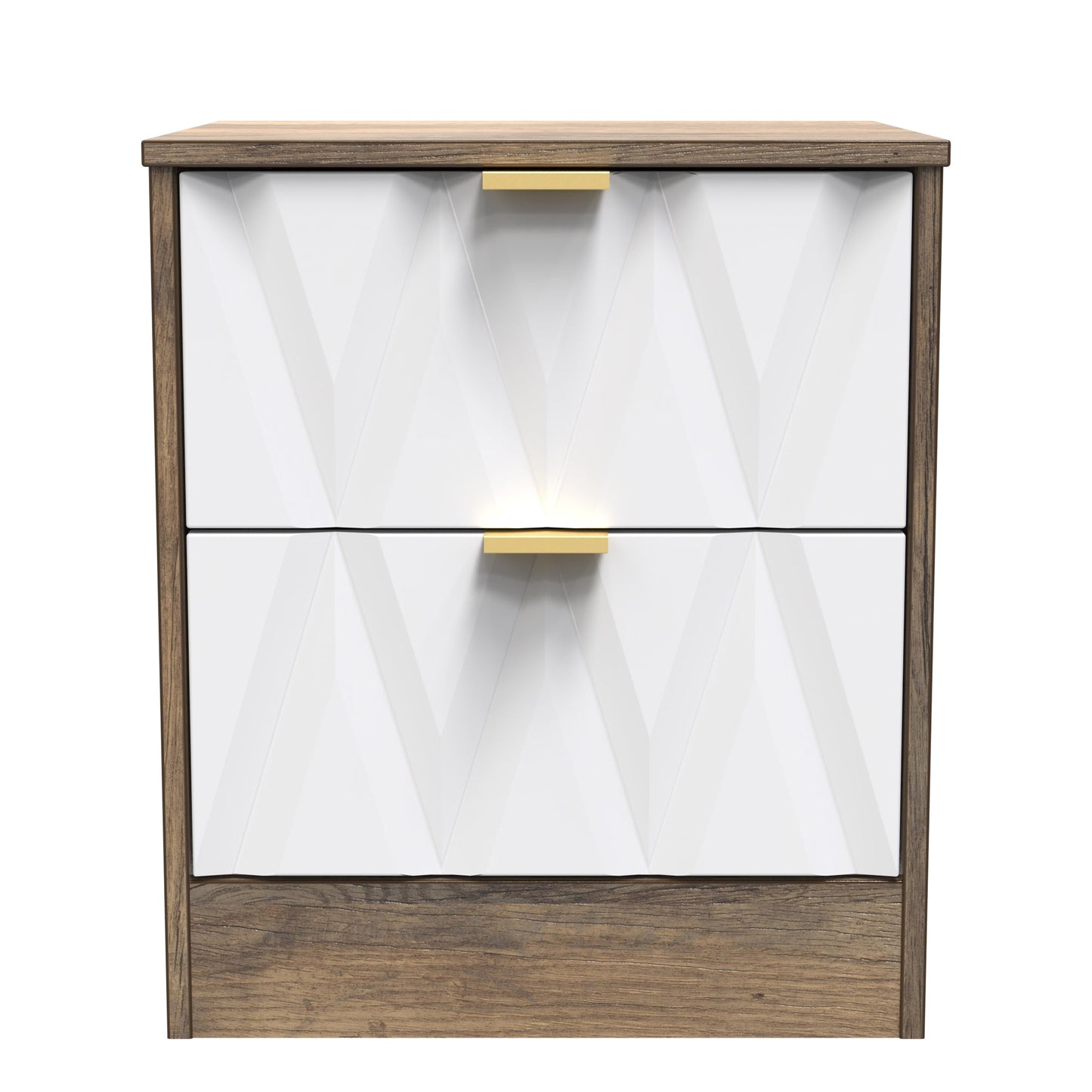 Las Vegas F Bedside Table White & Oak 2 Drawers 53cm
