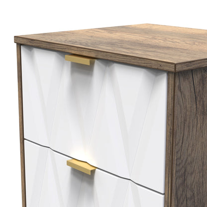 Las Vegas F Bedside Table White & Oak 2 Drawers 53cm