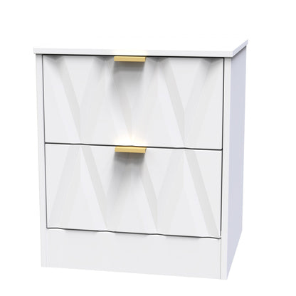 Las Vegas F Bedside Table White 2 Drawers 53cm