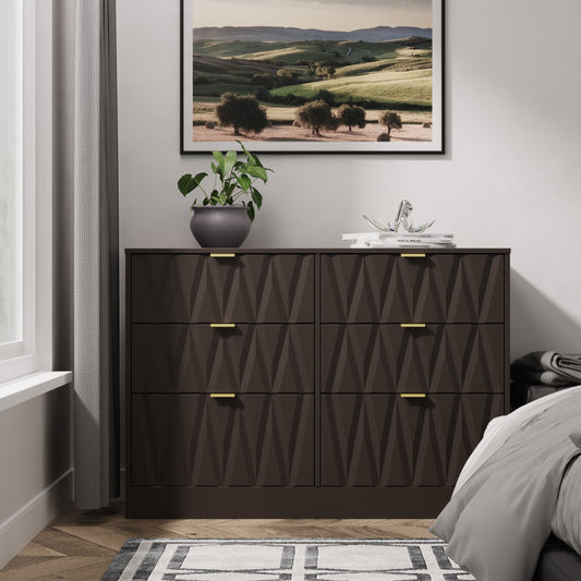 Las Vegas F Large Chest of Drawers Dark Grey 6 Drawers 115cm