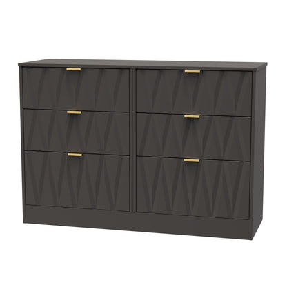 Las Vegas F Large Chest of Drawers Dark Grey 6 Drawers 115cm