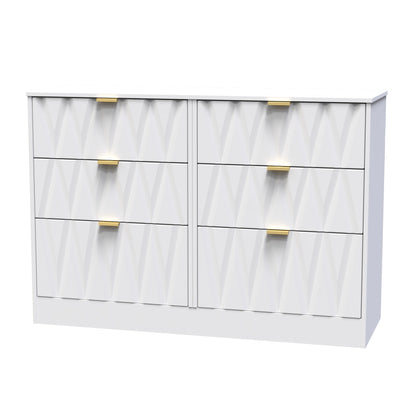 Las Vegas F Large Chest of Drawers White 6 Drawers 115cm