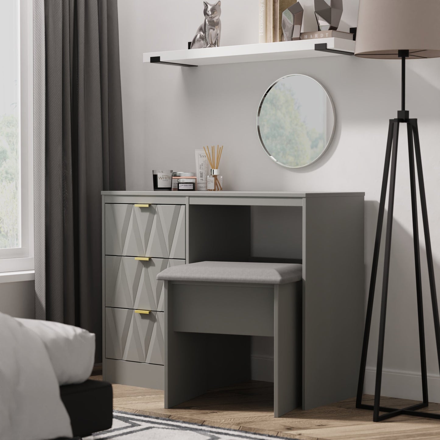 Las Vegas F Desk Grey 3 Drawers 97cm