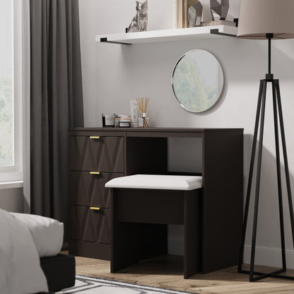 Las Vegas F Desk Dark Grey 3 Drawers 97cm