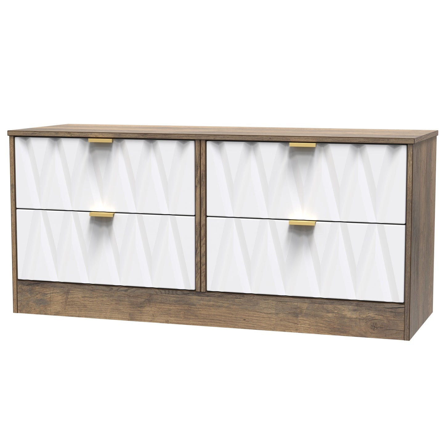 Las Vegas F Large Chest of Drawers White & Oak 4 Drawers 115cm