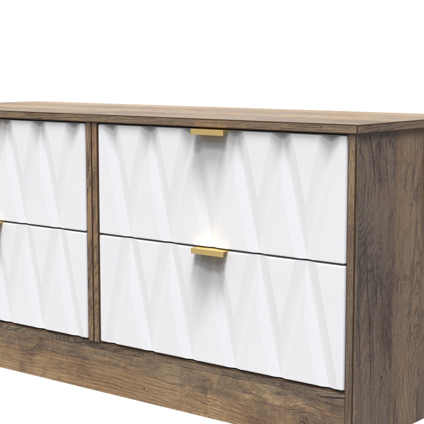 Las Vegas F Large Chest of Drawers White & Oak 4 Drawers 115cm