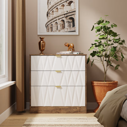 Las Vegas F Chest of Drawers White & Oak 3 Drawers 80cm