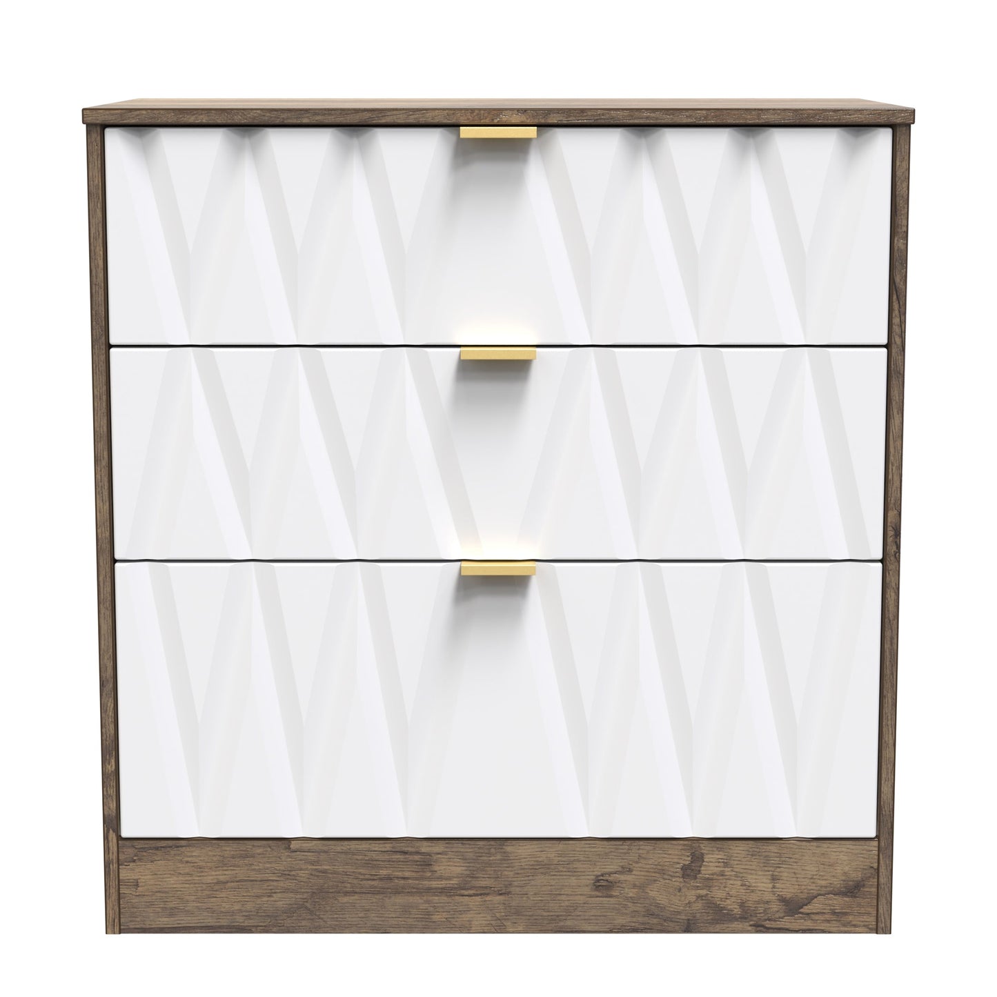 Las Vegas F Chest of Drawers White & Oak 3 Drawers 80cm