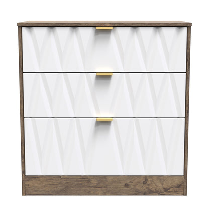 Las Vegas F Chest of Drawers White & Oak 3 Drawers 80cm