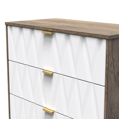 Las Vegas F Chest of Drawers White & Oak 3 Drawers 80cm